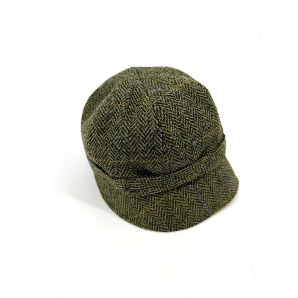 Mucros Weavers Ireland Women Green Wool Tweed Herringbone Flapper Cloche Hat M - Picture 8 of 10